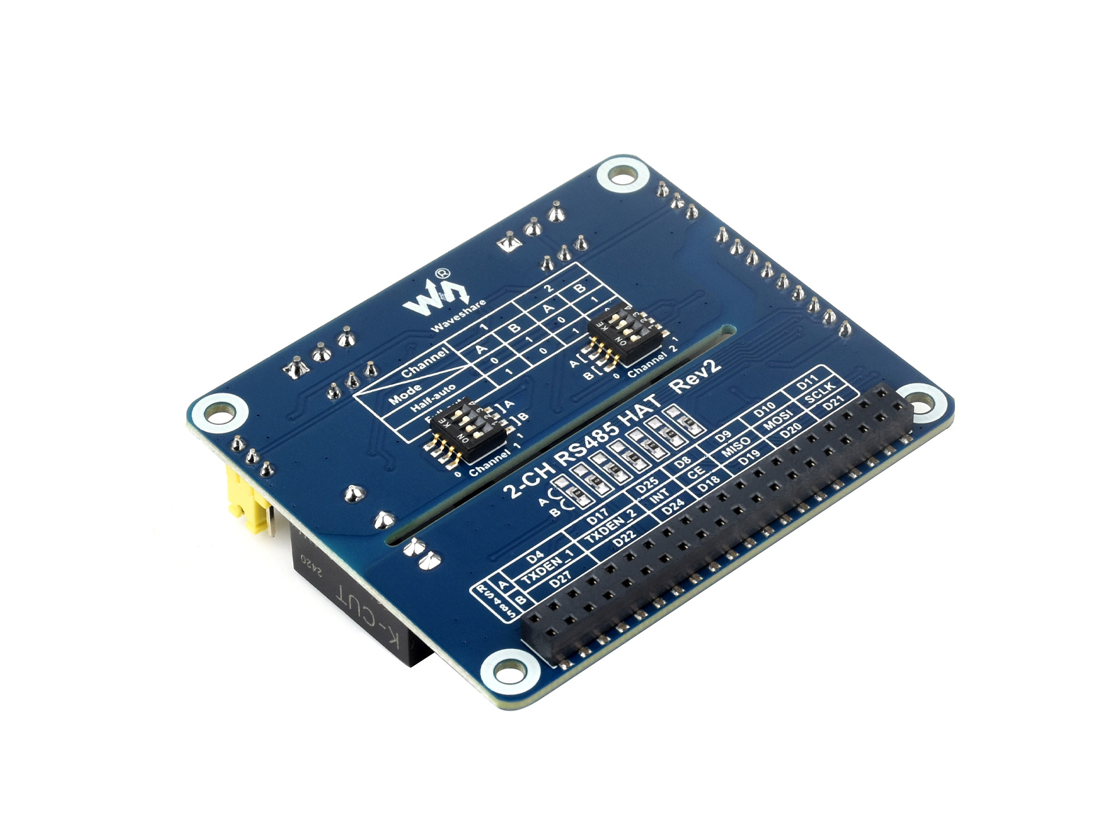2-Kanal isoliertes RS485-Erweiterungs-HAT für Raspberry Pi