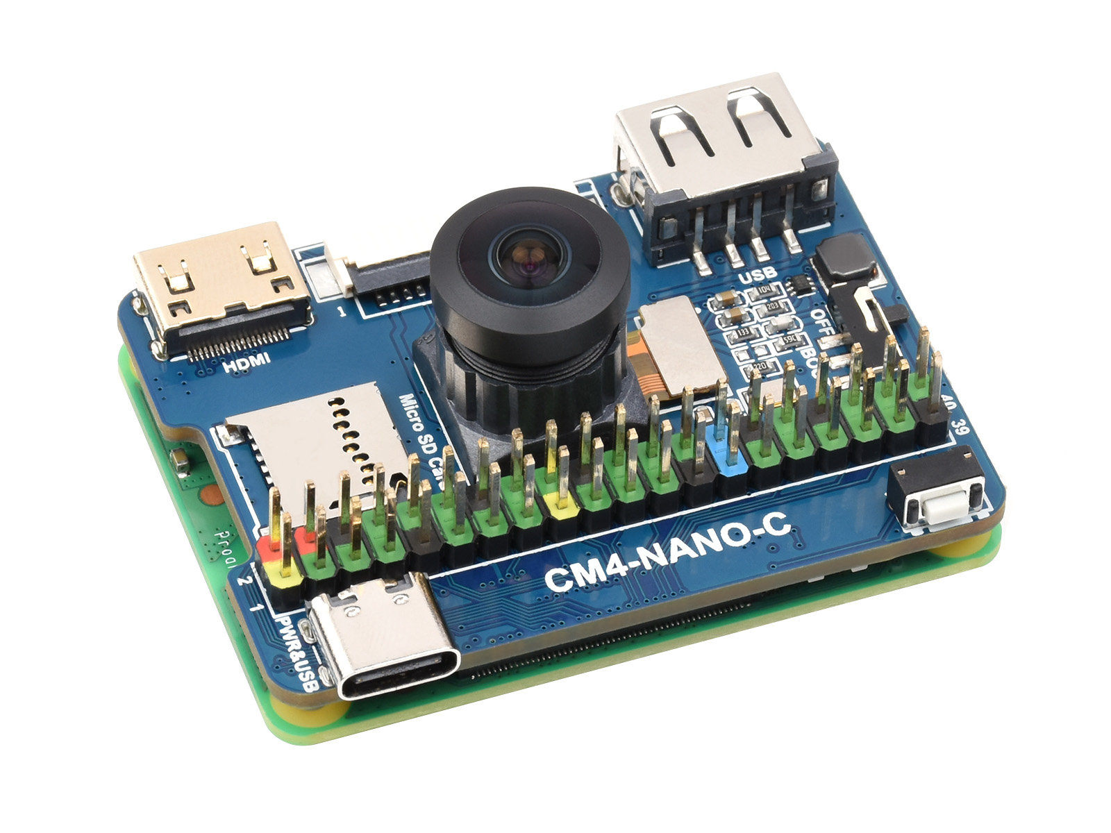 Nano-Basisplatine (C) für Raspberry Pi Compute Module 4, gleiche Größe wie das CM4, mit 8-MP-Kamera an Bord