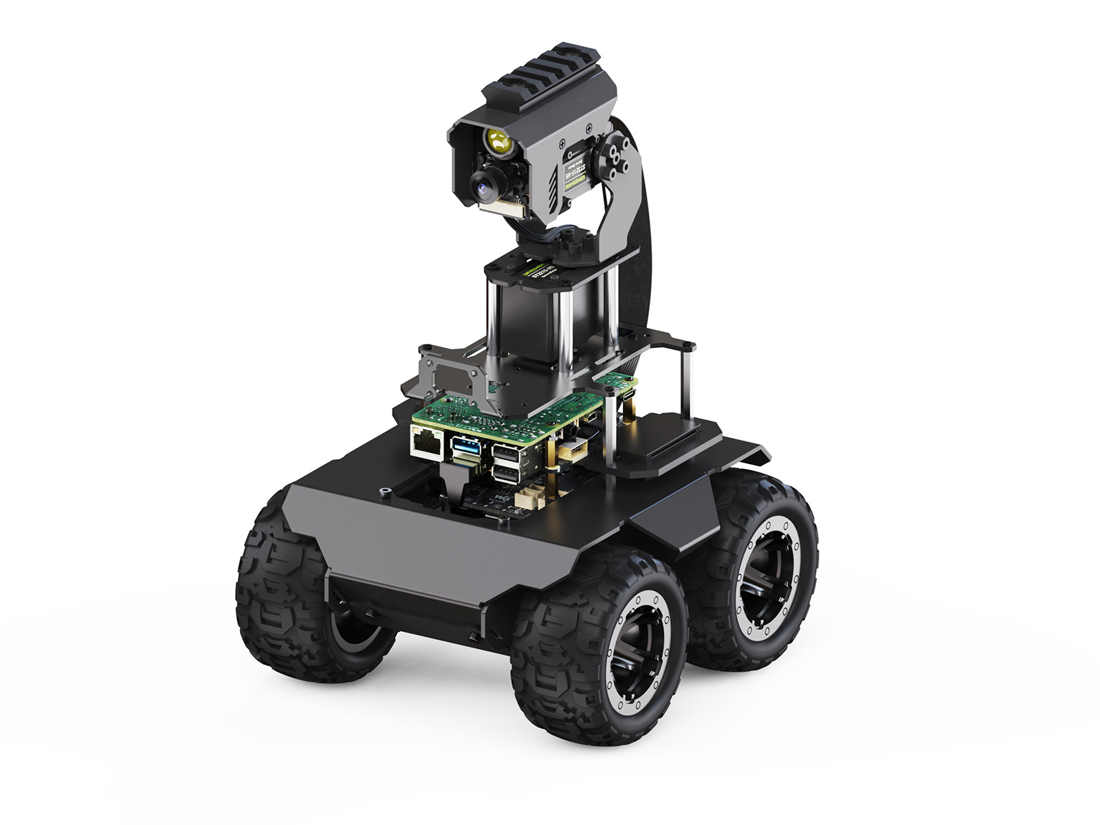 RaspRover Open-Source-4WD-AI-Roboter, Dual-Controller, Ganzmetallgehäuse, Computer Vision, geeignet für Raspberry Pi 4B / Raspberry Pi 5