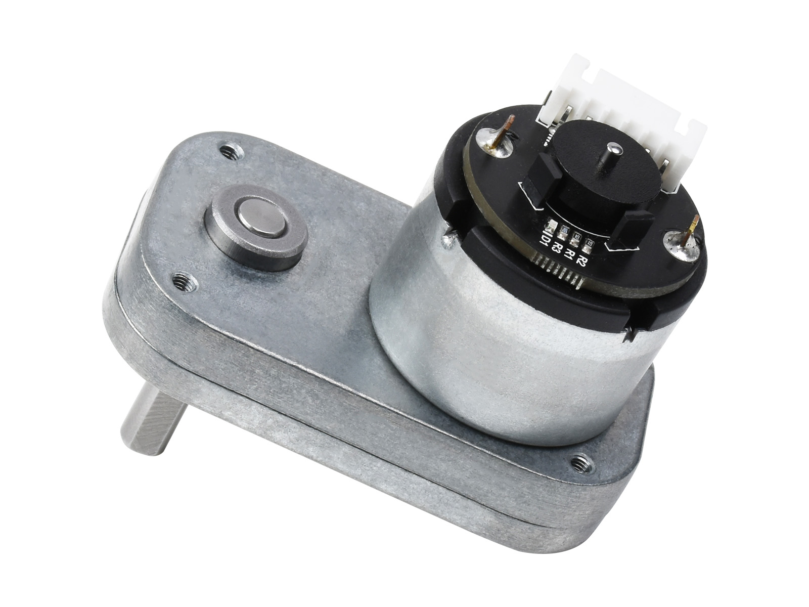 L-förmiger Permanentmagnet-Gleichstrom-Getriebemotor, magnetischer Hall-Encoder, Vollmetall-Getriebemotor