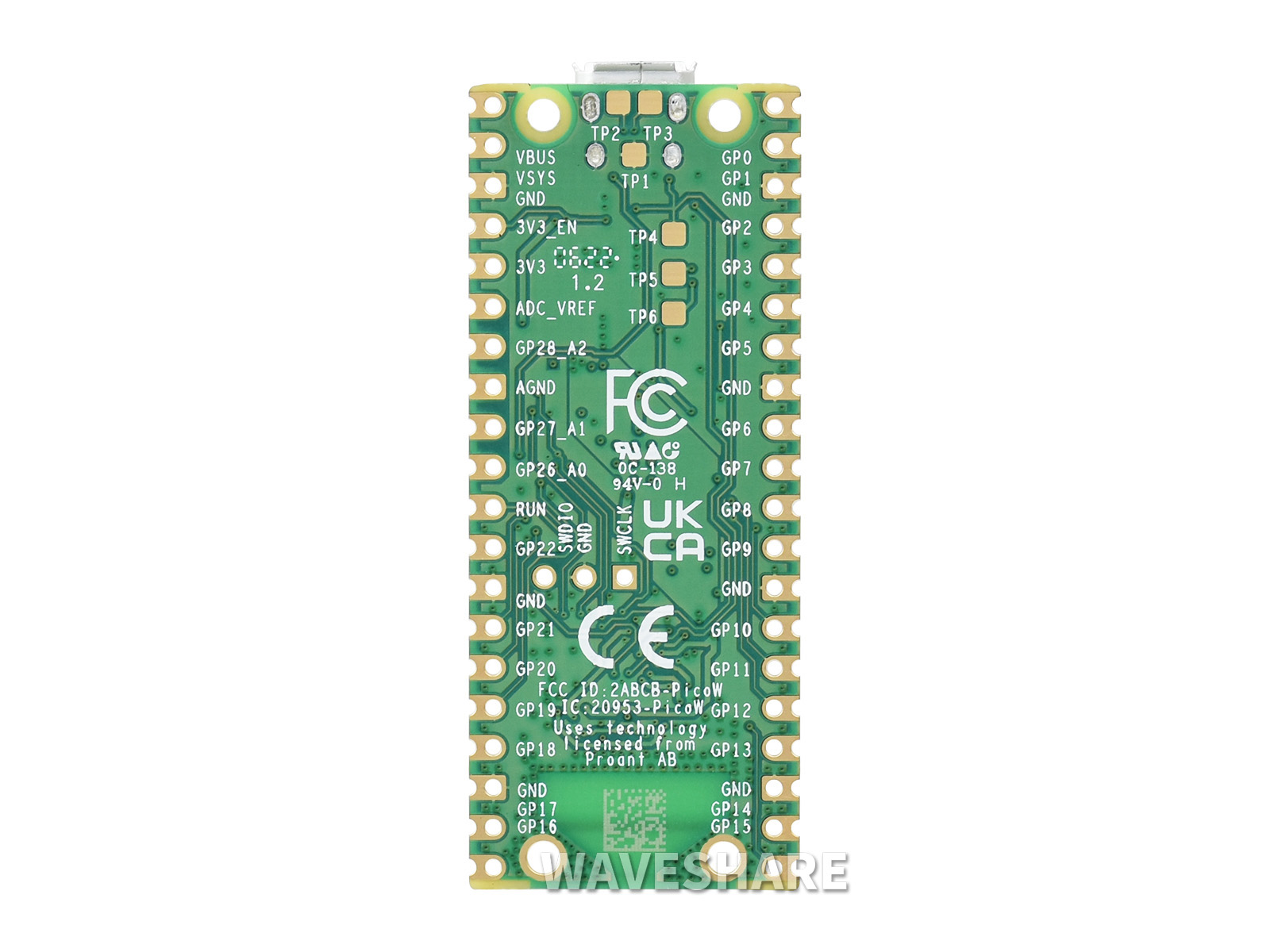 Raspberry Pi Pico WH Mikrocontroller-Board, mit integriertem WLAN, basierend auf dem offiziellen RP2040 Dual-Core-Prozessor
