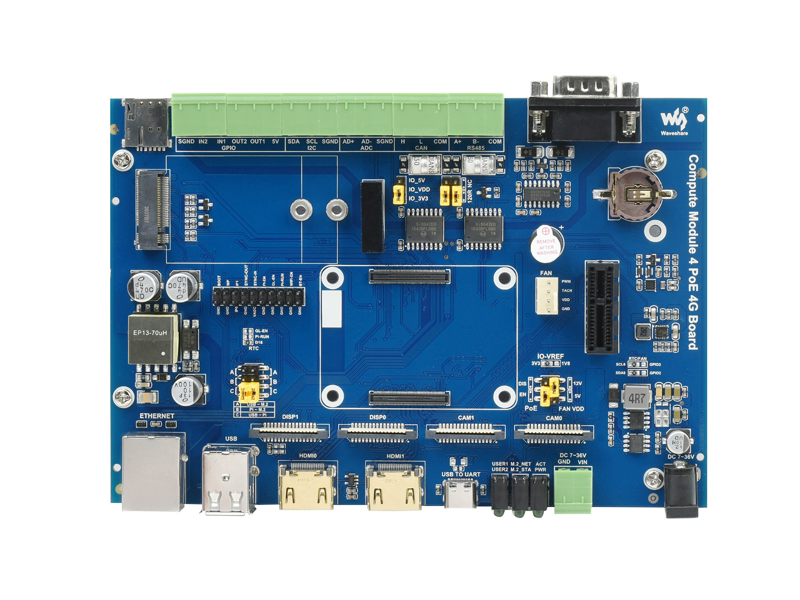 Compute Module 4 Industrial IoT Base Board, für alle Varianten von CM4