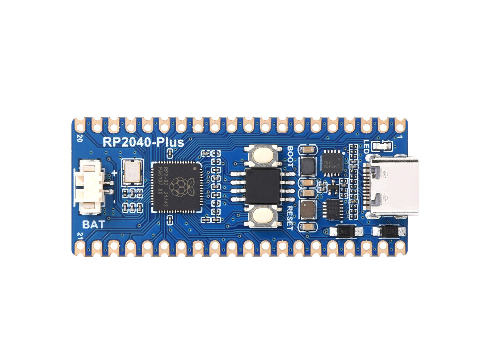 RP2040-Plus, eine Pico-ähnliche MCU-Platine basierend auf dem Raspberry Pi MCU RP2040, Plus-Version.