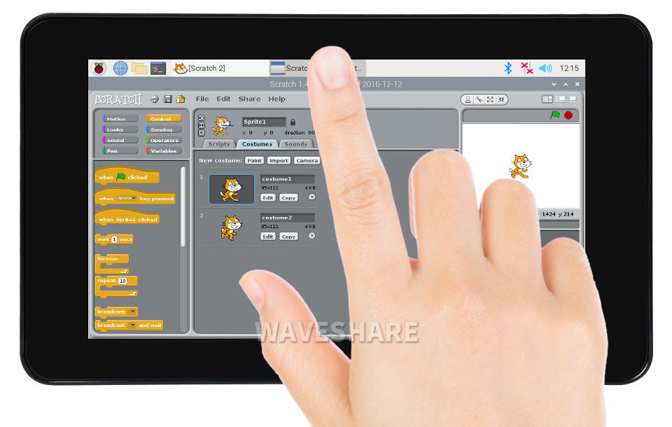 7-Zoll kapazitiver Touch-IPS-Bildschirm für Raspberry Pi, mit Schutzgehäuse, 1024×600, DSI-Schnittstelle