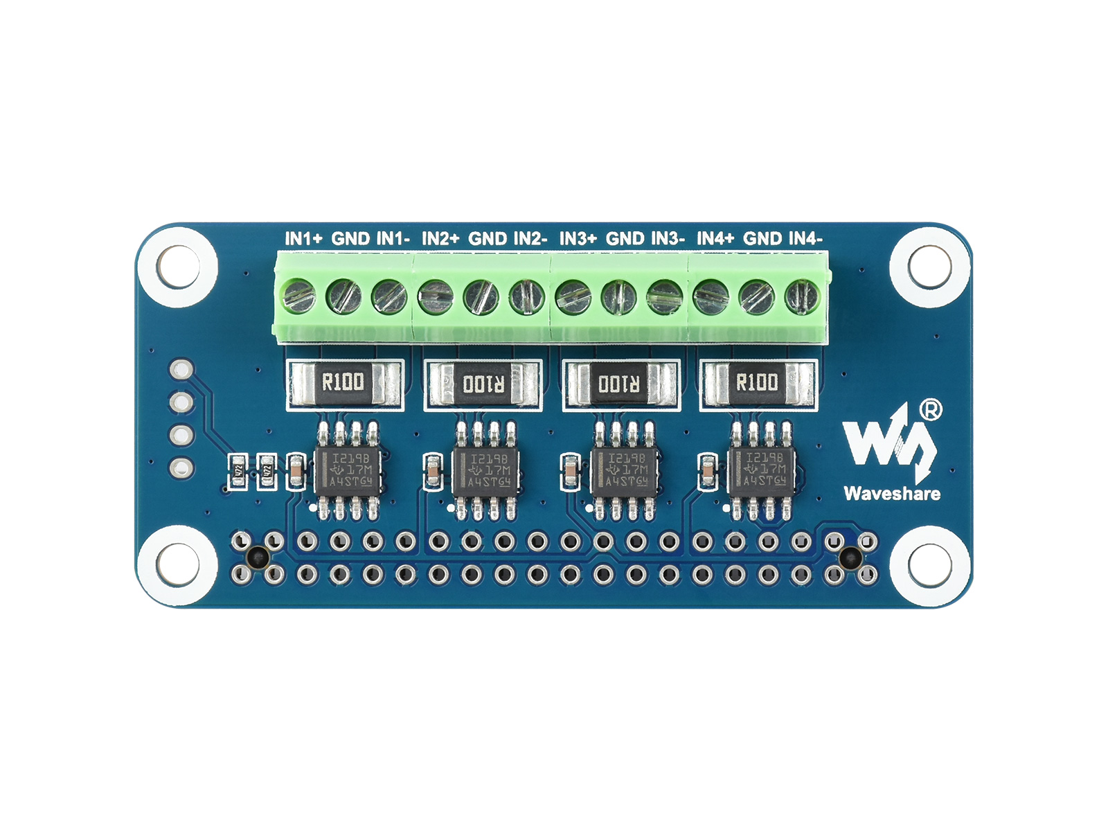 4-Kanal-Strom-/Spannungs-/Leistungsüberwachungs-HAT für Raspberry Pi, I2C/SMBus