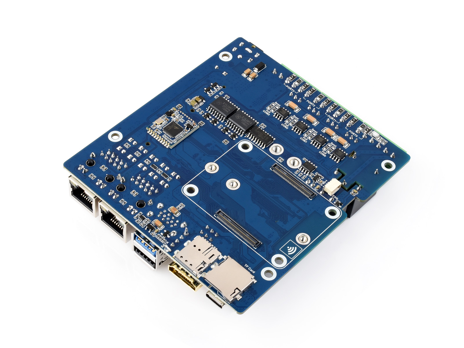 Gigabit/2.5G Dual Ethernet Multi-Funktions-Erweiterungsplatine auf Basis von Raspberry Pi CM5 (NICHT enthalten), unterstützt RS485-Industriekommunikation, 4G/5G-Modul und 4K-Ausgabe