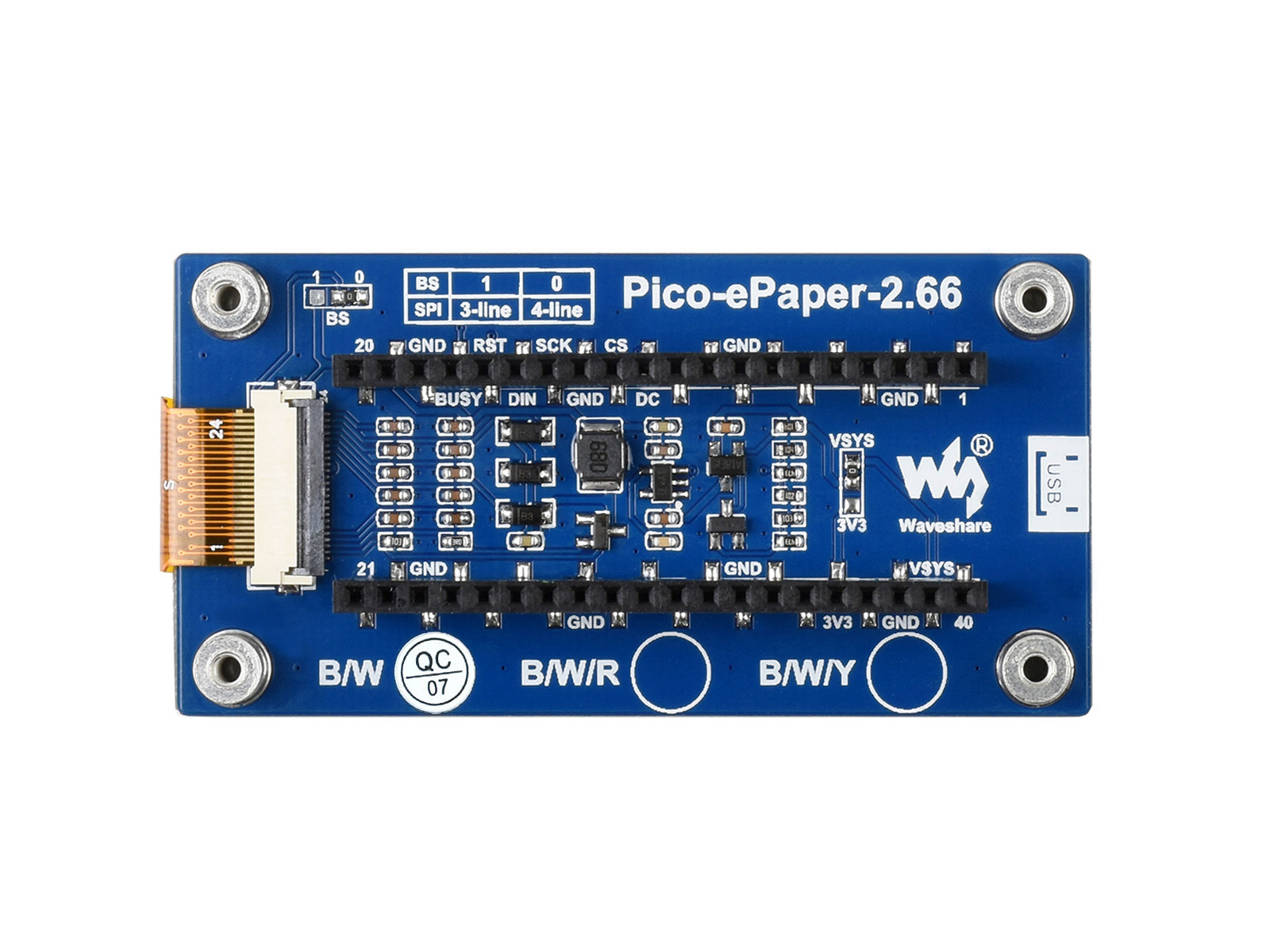 2,66-Zoll E-Paper E-Ink-Displaymodul für Raspberry Pi Pico, 296×152, Schwarz/Weiß, SPI