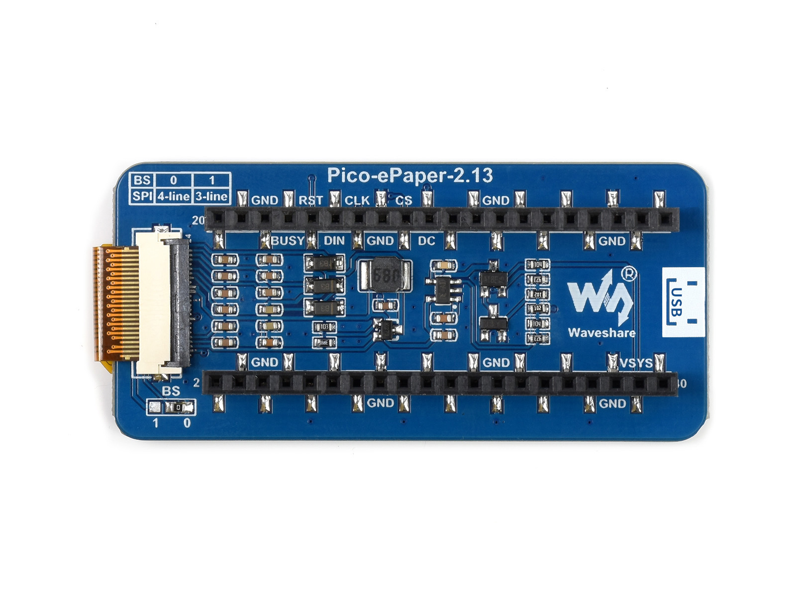 2,13-Zoll E-Paper E-Ink Displaymodul (B) für Raspberry Pi Pico, 250x122, Rot/Schwarz/Weiß, SPI