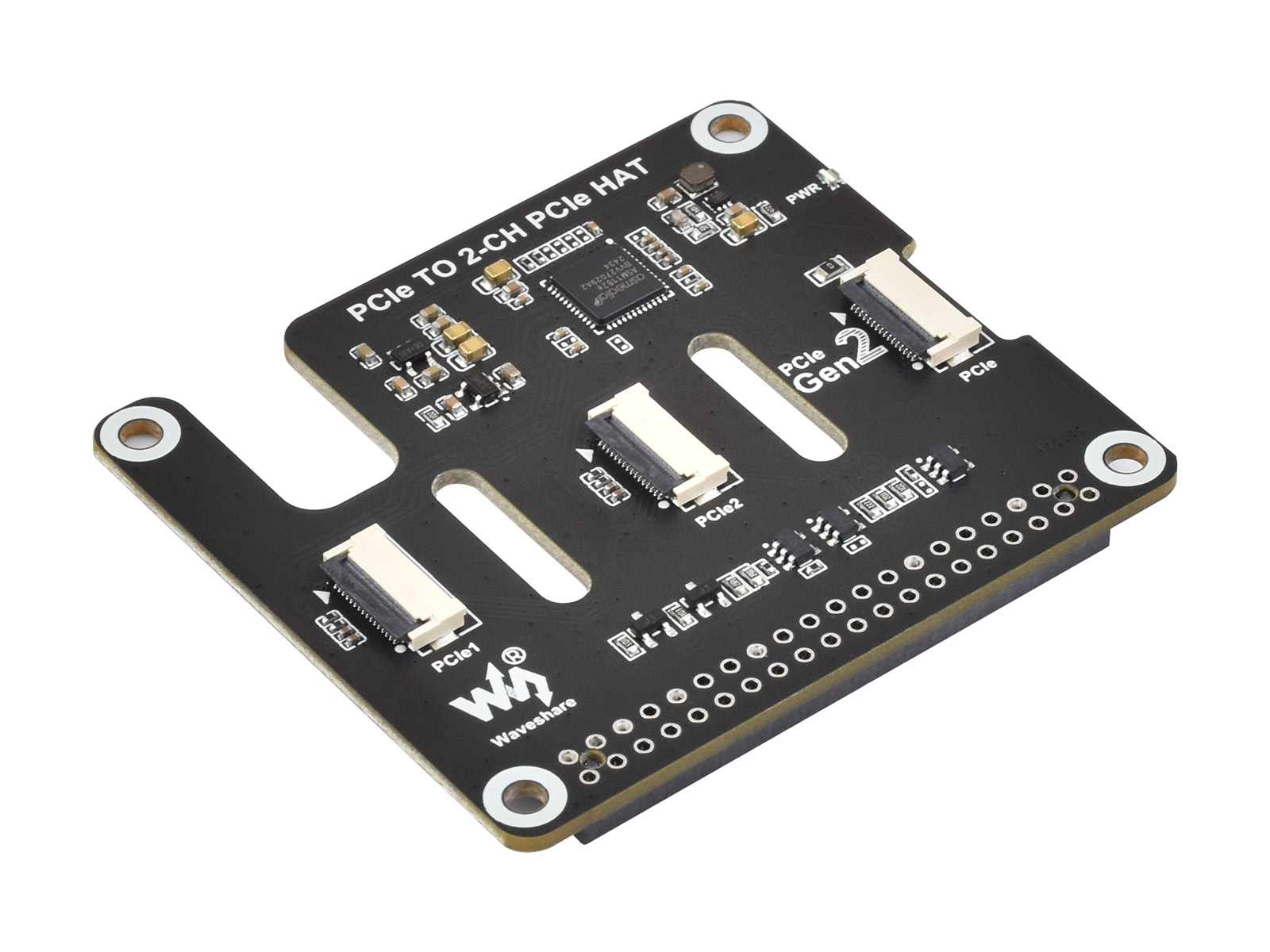 2-Ch PCIe FFC Adapterplatine für Raspberry Pi 5, erweitert 2-Ch PCIe FFC-Anschlüsse, unterstützt das Stapeln mehrerer PCIe HATs, Raspberry Pi 5 PCIe HAT