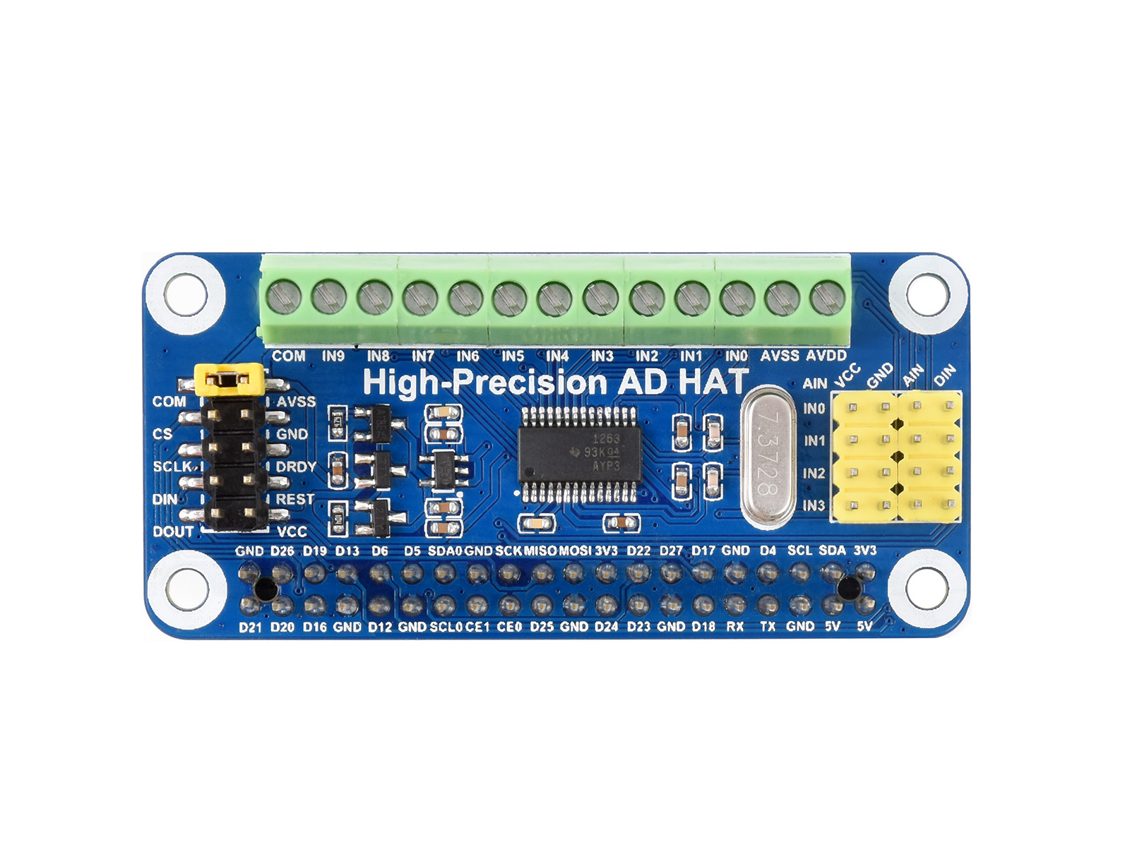 Hochpräzises AD-HAT für Raspberry Pi, ADS1263 10-Kanal 32-Bit ADC
