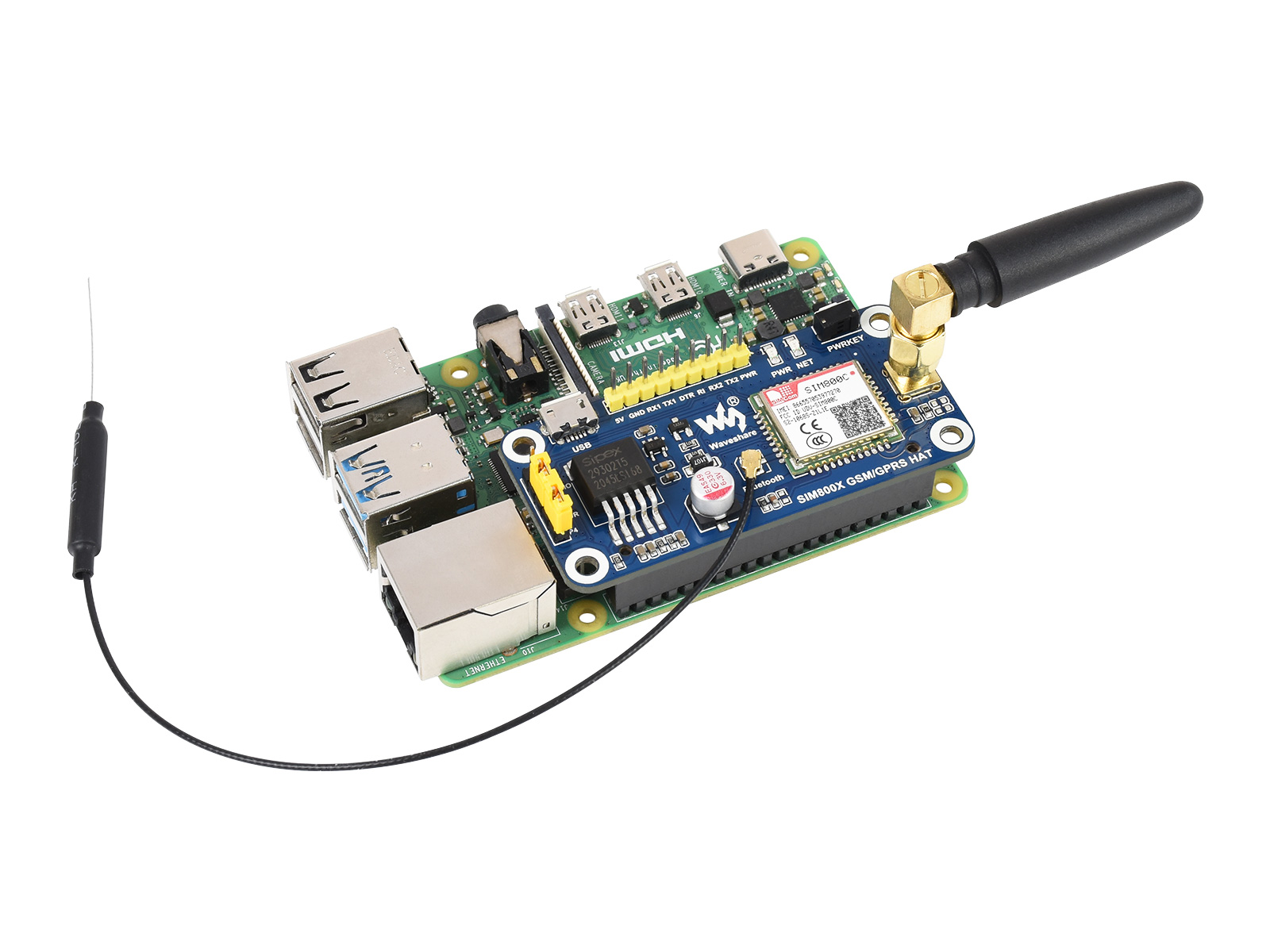 SIM800C GSM / GPRS / Bluetooth HAT für Raspberry Pi, 2G-Kommunikation