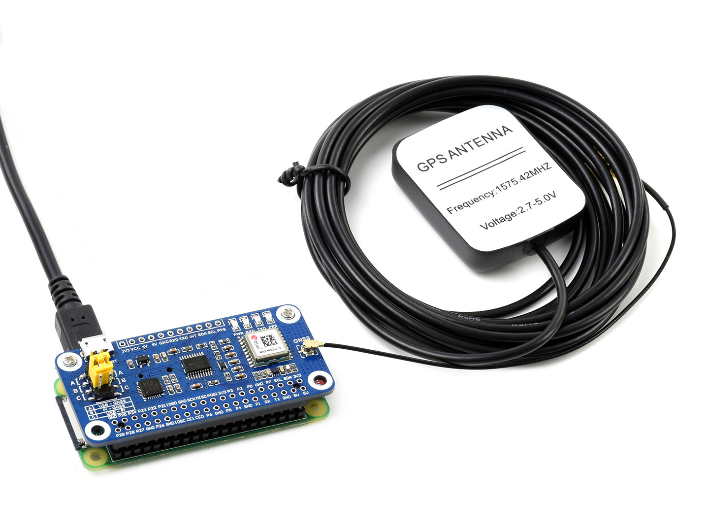 MAX-M8Q GNSS HAT für Raspberry Pi, Multi-Konstellation-Empfängerunterstützung, GPS, Beidou, Galileo, GLONASS