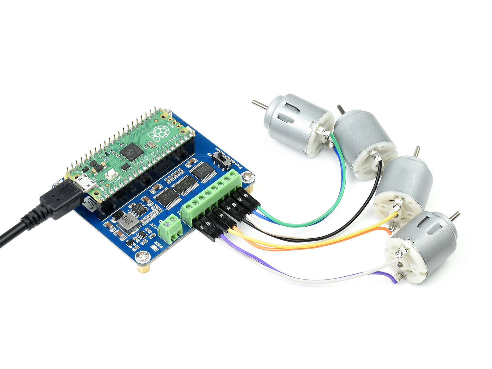 DC-Motor-Treibermodul für Raspberry Pi Pico, Ansteuerung von bis zu 4x DC-Motoren