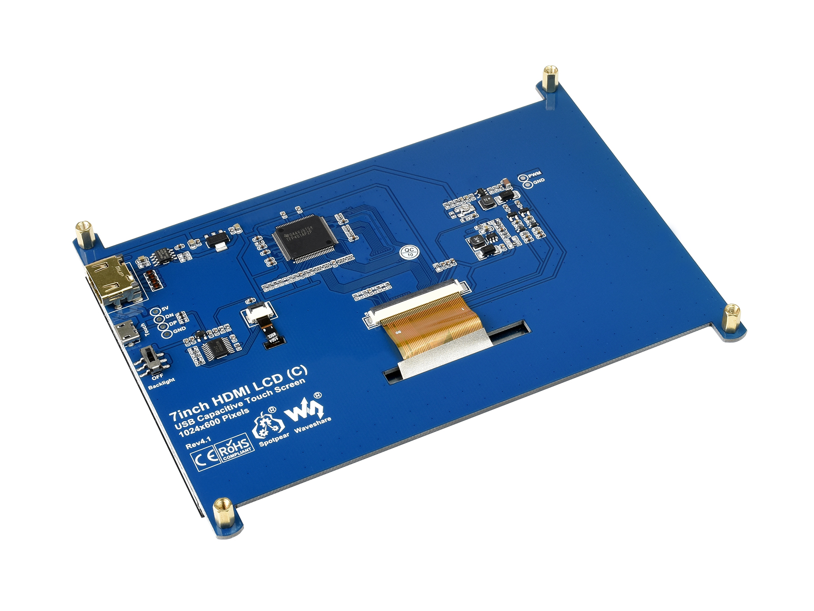 7-Zoll kapazitiver Touchscreen-LCD (C), 1024×600, HDMI, IPS, stromsparend