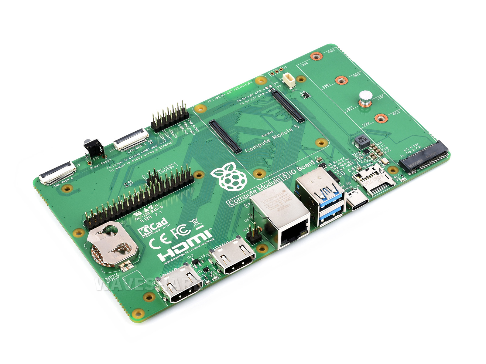Offiziales Raspberry Pi Compute Module 5 IO Board, eine Entwicklungsplattform und Referenz-Basisplatine, entwickelt für CM5, geeignet für alle Varianten des Compute Module 5