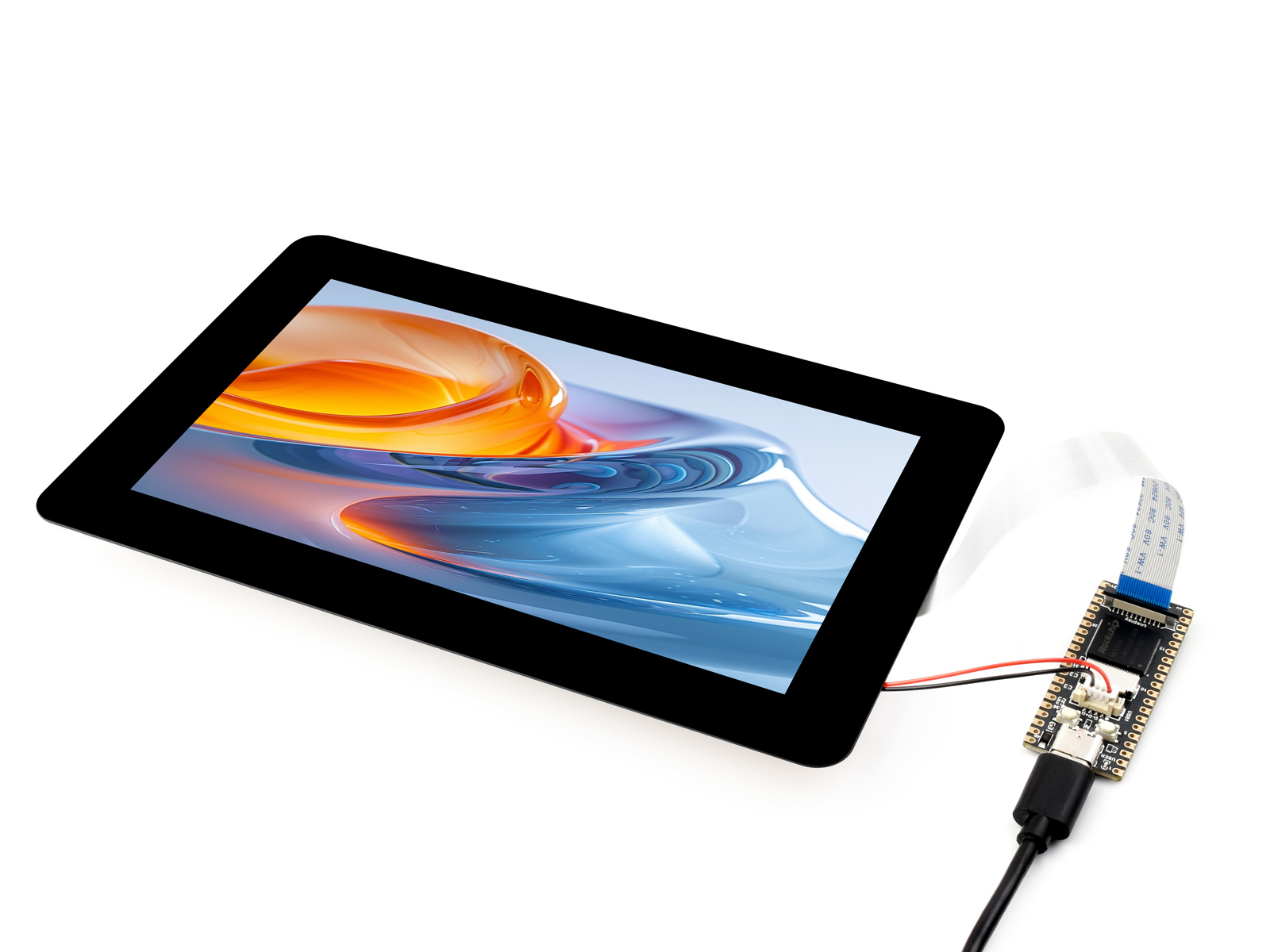 7-Zoll-DSI-Kapazitivtouchdisplay, 1280×720 Pixel, IPS-Panel, optisch gebundenes gehärtetes Glas, 10-Punkt-Touch, Anti-Fingerprint-Beschichtung, mit Gehäuse (optional)