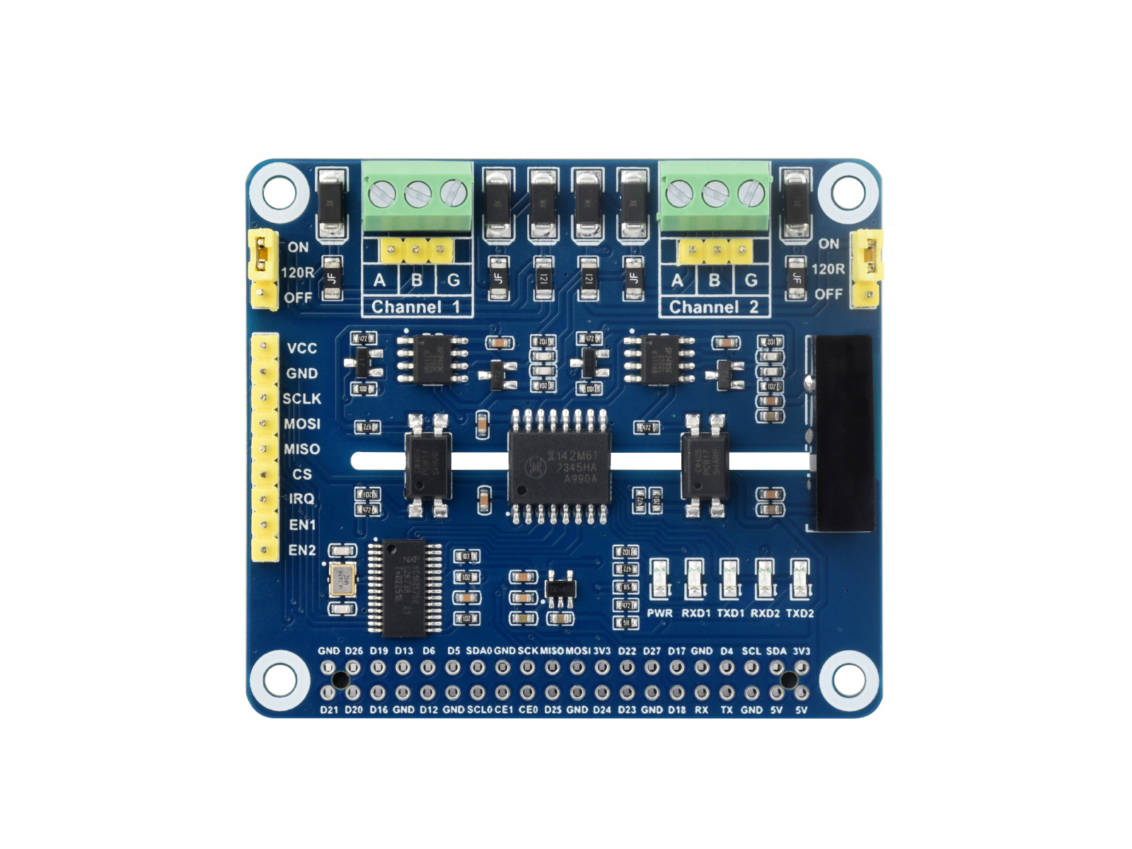 2-Kanal isoliertes RS485-Erweiterungs-HAT für Raspberry Pi