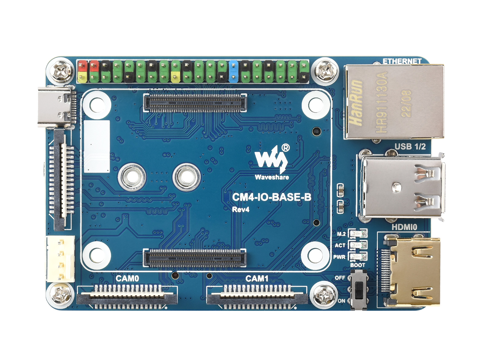 CM4-IO-BASE-BOX-B + USB-HDMI-Adapter, für Raspberry Pi Compute Module 4