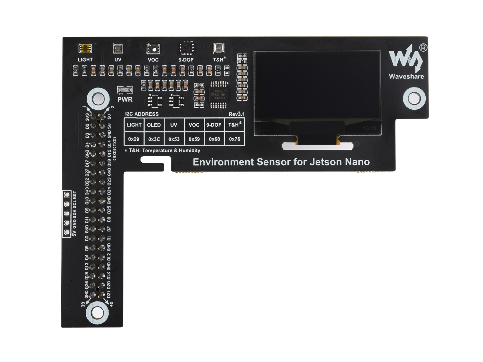 Umweltsensorenmodul für Jetson Nano, I2C-Bus, mit 1,3-Zoll-OLED-Display
