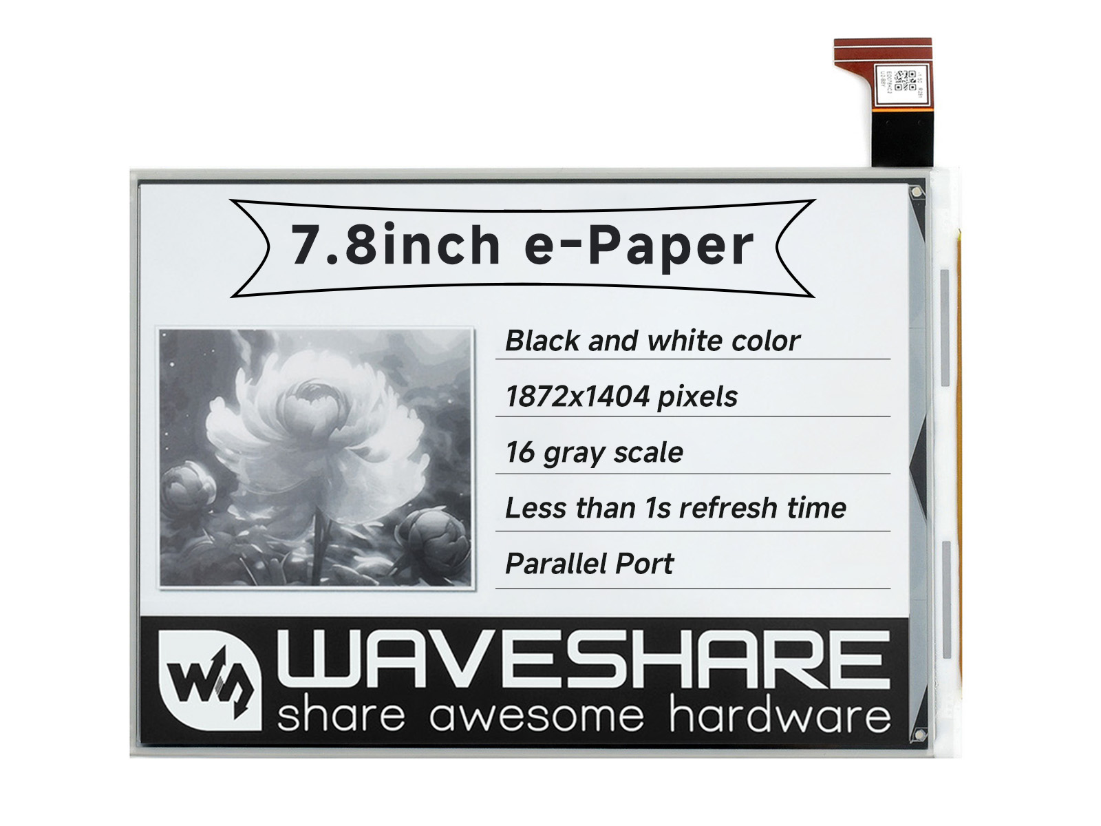 1872×1404, 7,8-Zoll E-Ink-Rohdisplay