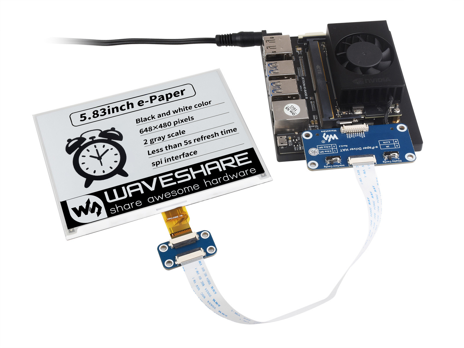 5,83-Zoll E-Paper E-Ink Display HAT für Raspberry Pi, 648×480, Schwarz/Weiß, SPI