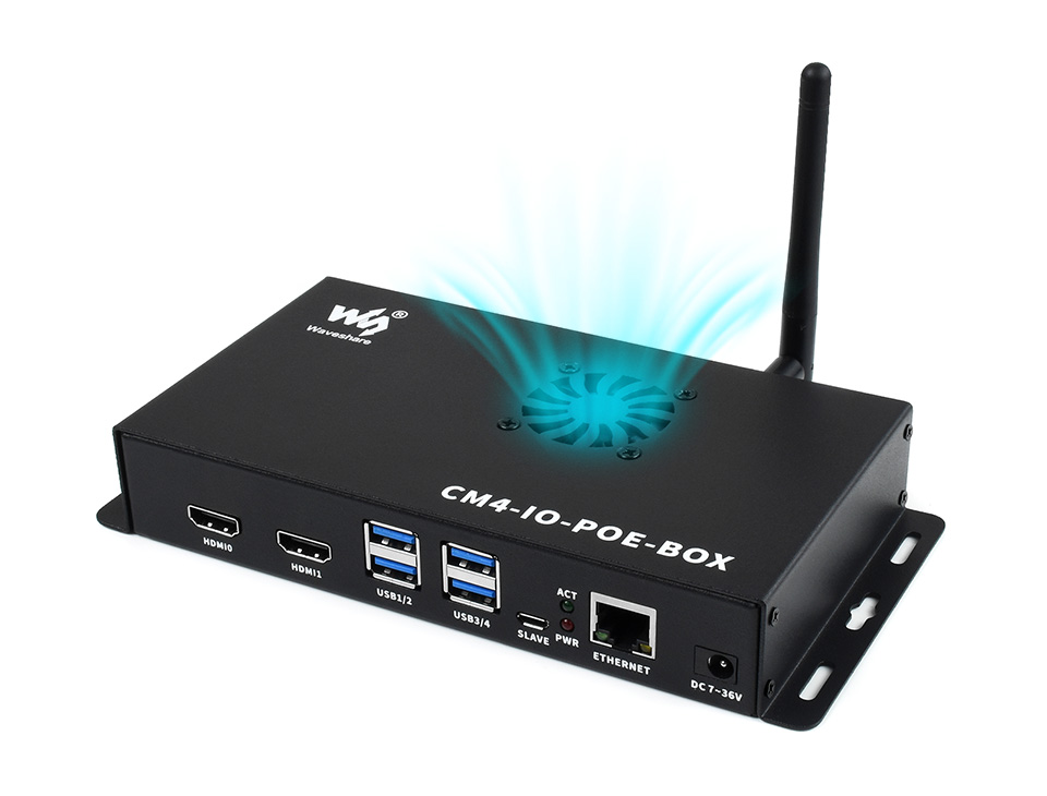PoE-Minicomputer basierend auf dem Raspberry Pi Compute Module 4 (NICHT enthalten), Metallgehäuse, mit Lüfter