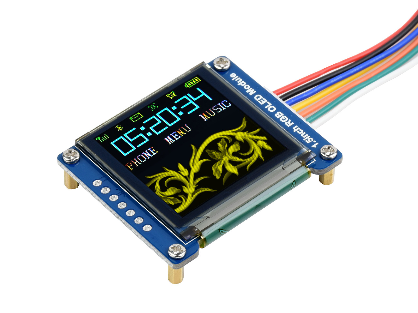 1,5-Zoll RGB OLED-Displaymodul, 65K RGB-Farben, 128×128, SPI
