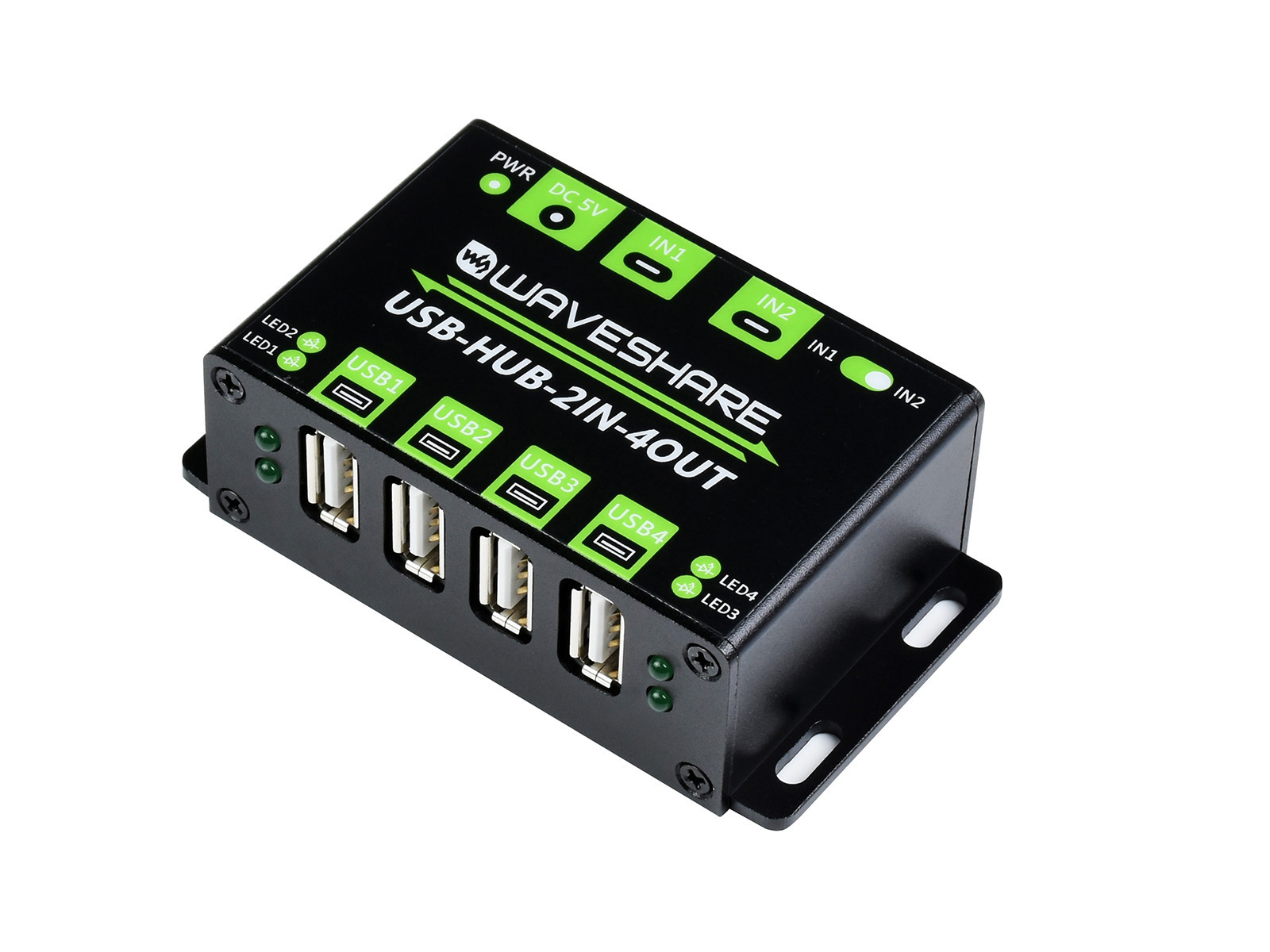 USB-HUB für den industriellen Einsatz, Erweiterung auf 4x USB 2.0-Anschlüsse, umschaltbare Dual-Hosts