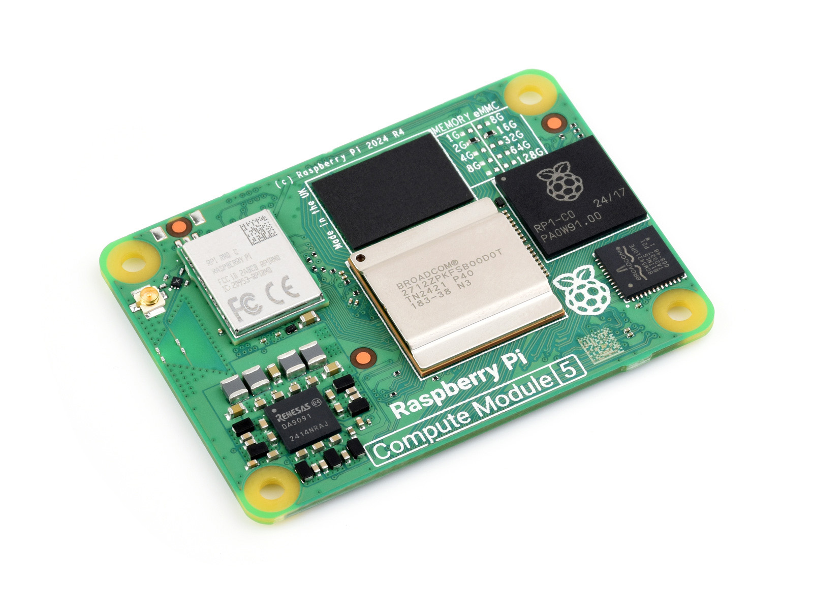 Raspberry Pi Compute Module 5, bietet die Leistung des Raspberry Pi 5 in einem kompakten Formfaktor, Optionen für RAM / eMMC / Wireless