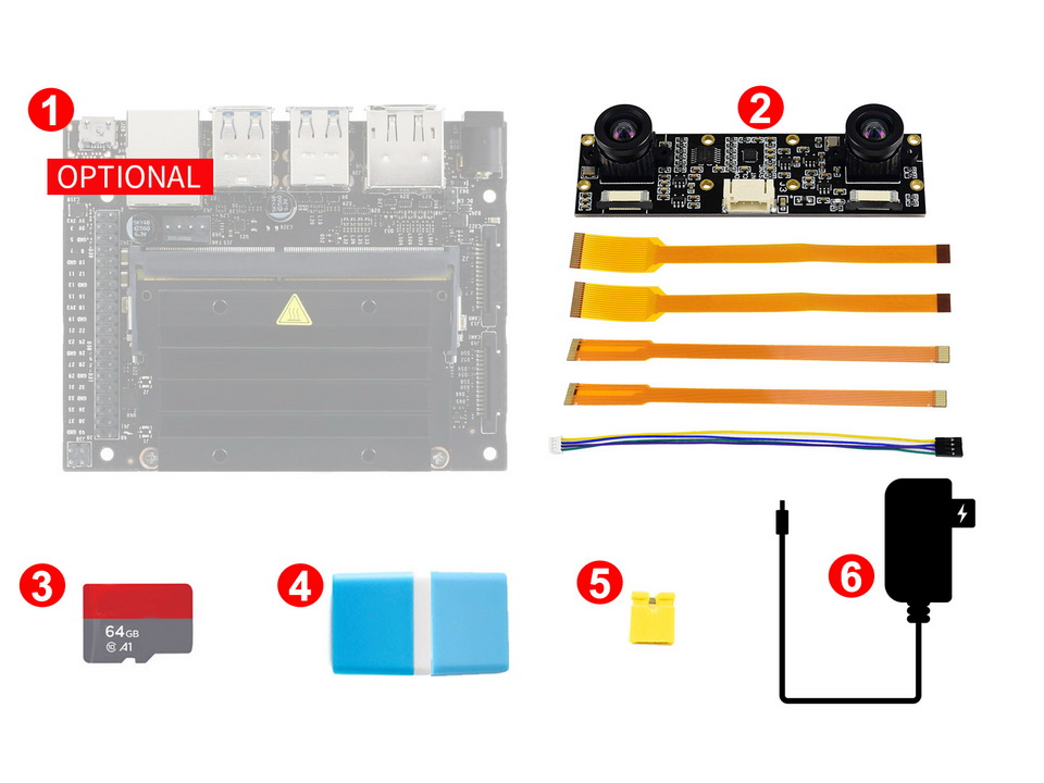 Jetson Nano Entwicklungspaket (Typ D), mit Binokular-Kamera, TF-Karte