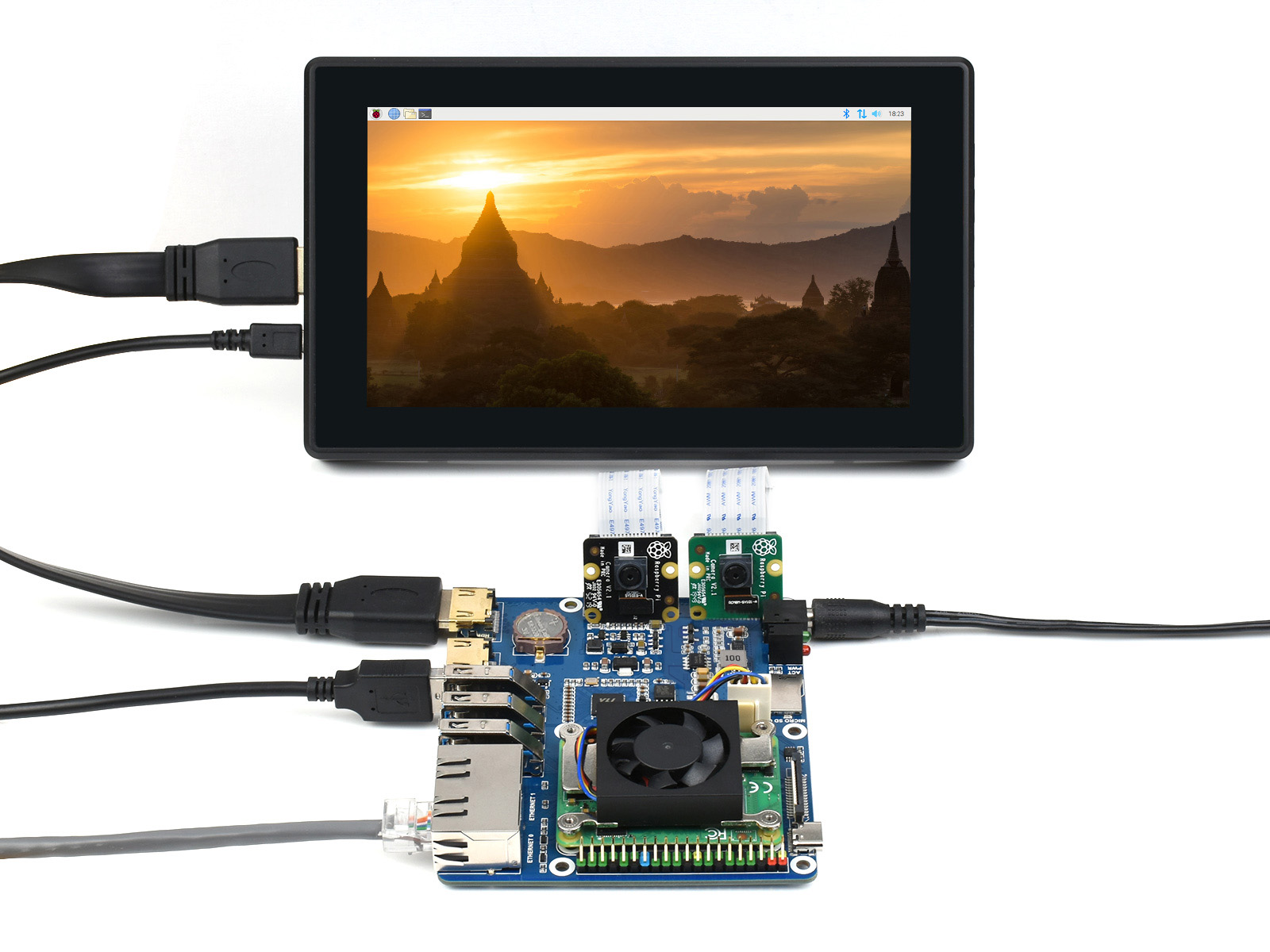 Dual Gigabit Ethernet Mini-Computer basierend auf Raspberry Pi Compute Module 4 (NICHT enthalten), Metallgehäuse, mit Lüfter