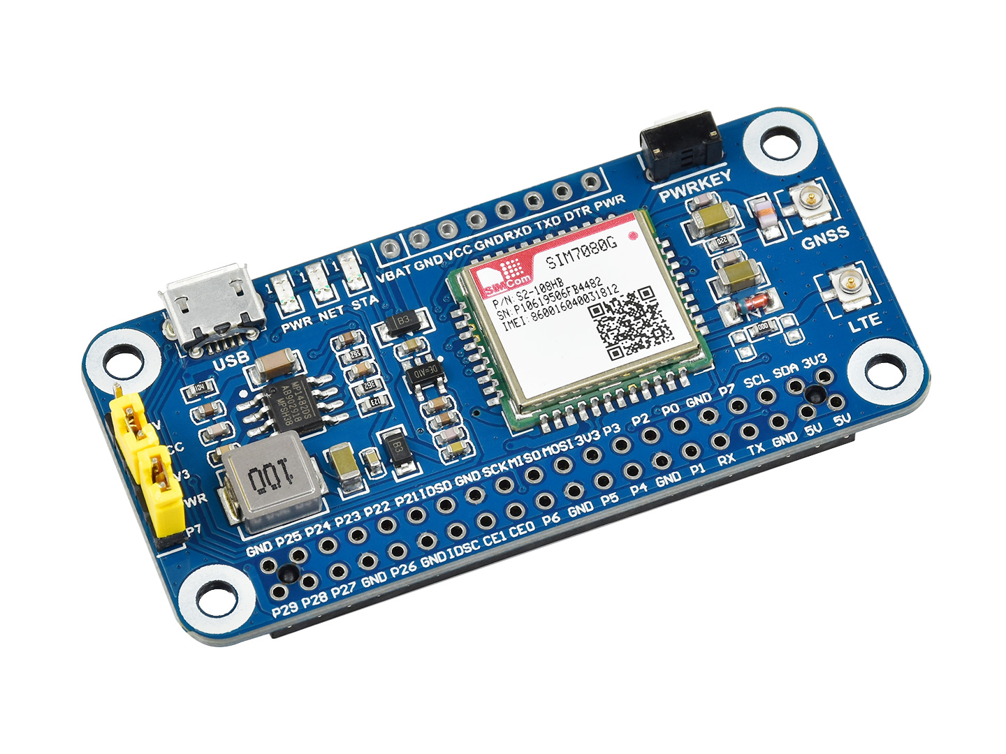 NB-IoT / Cat-M(eMTC) / GNSS HAT für Raspberry Pi, weltweit einsetzbar
