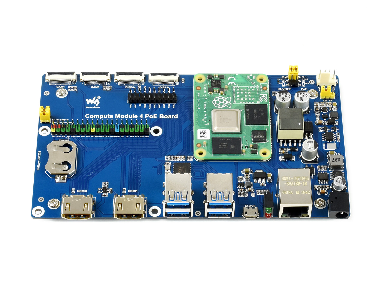 Raspberry Pi Compute Module 4 IO-Board mit PoE-Funktion, für alle Varianten des CM4