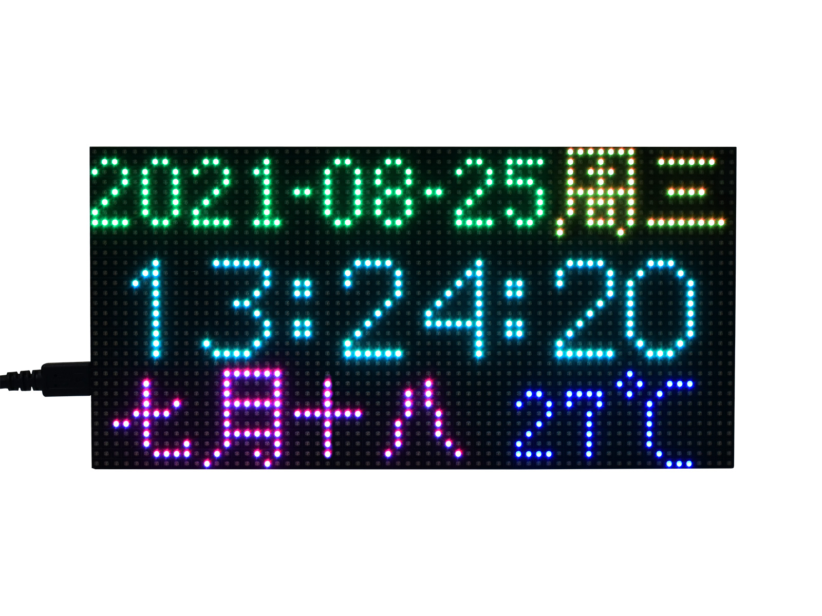 RGB-Vollfarbige Multifunktions-Digitaluhr für Raspberry Pi Pico, 64×32 Raster, präzise RTC