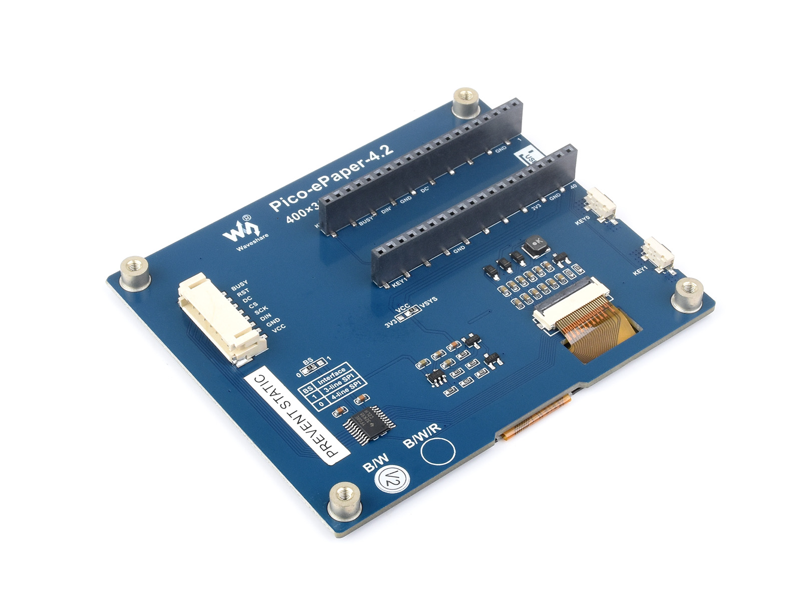 4,2-Zoll E-Paper E-Ink Displaymodul für Raspberry Pi Pico, 400×300, Schwarz/Weiß, 4 Graustufen, SPI