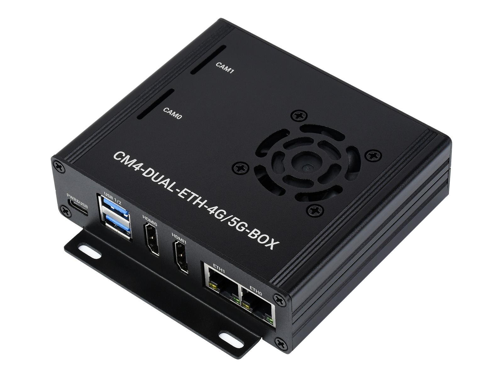 Dual-Gigabit-Ethernet-5G/4G-Minicomputer auf Basis des Raspberry Pi Compute Module 4 (NICHT enthalten), Metallgehäuse, mit Lüfter