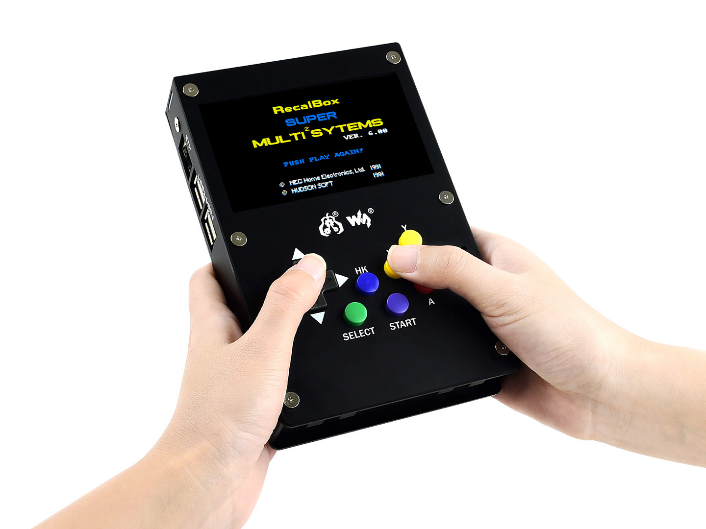 GamePi43, tragbare Videospielkonsole auf Basis von Raspberry Pi, UK-Stecker