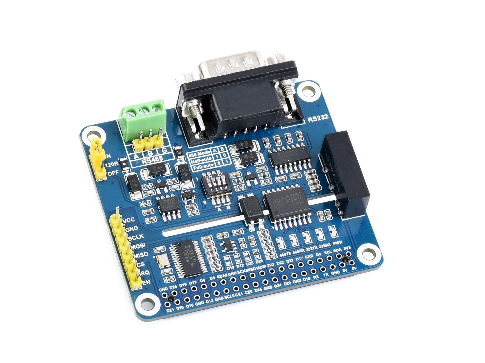 Isoliertes RS485 RS232 Expansion HAT für Raspberry Pi, SPI-Steuerung