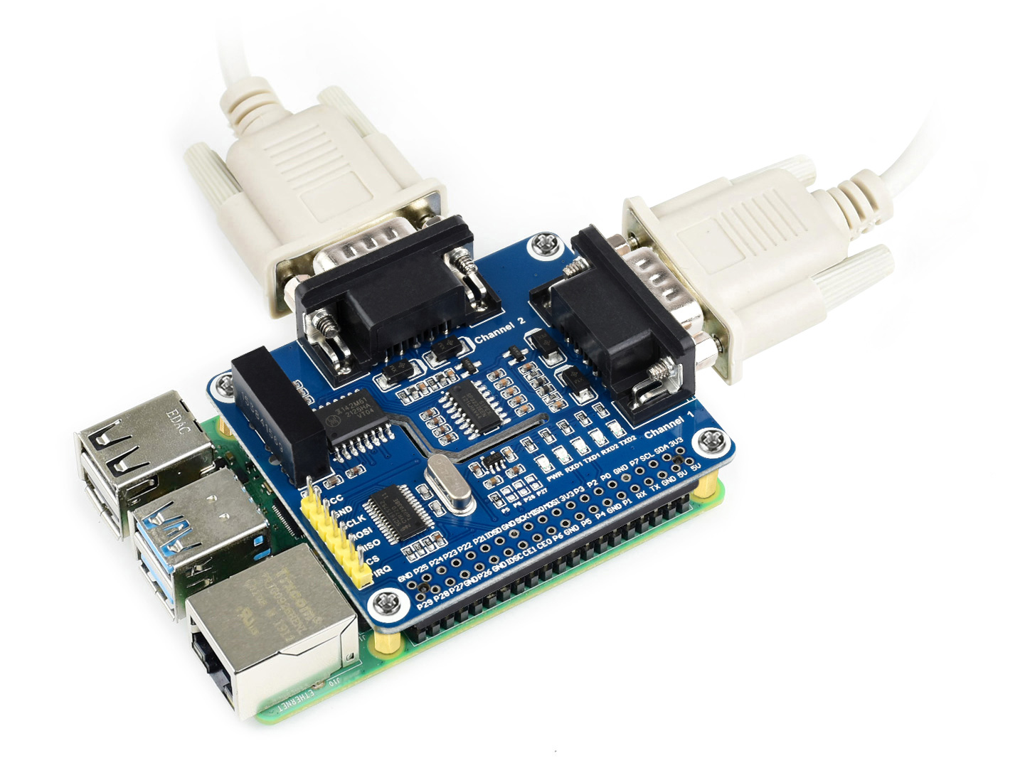 2-Kanal-Isolierter RS232-Erweiterungs-HAT für Raspberry Pi