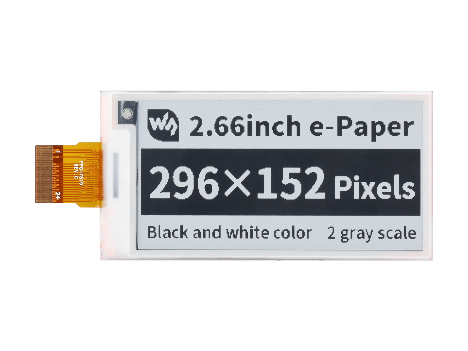 296×152, 2,66-Zoll-e-Paper-E-Ink-Rohdisplay-Panel, Schwarz/Weiß