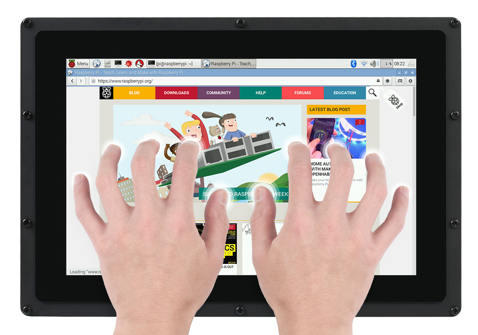 10,1-Zoll kapazitiver Touchscreen-LCD (B) mit Gehäuse, 1280×800, HDMI, IPS-Bildschirm, stromsparend