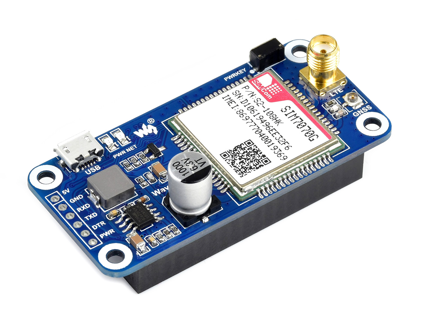 SIM7070G NB-IoT / Cat-M / GPRS / GNSS HAT für Raspberry Pi, globale Bandunterstützung