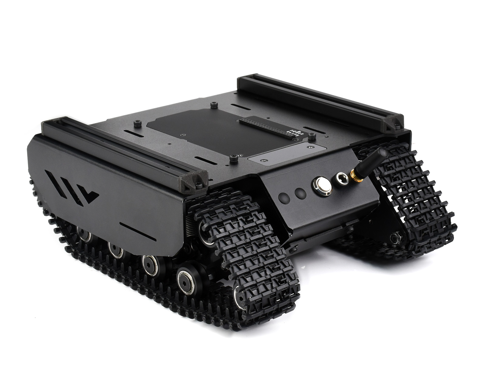 Flexibles und erweiterbares offroadtaugliches Ketten-UGV, Unterstützung mehrerer Hosts, mit externen Schienen und ESP32-Slave-Computer