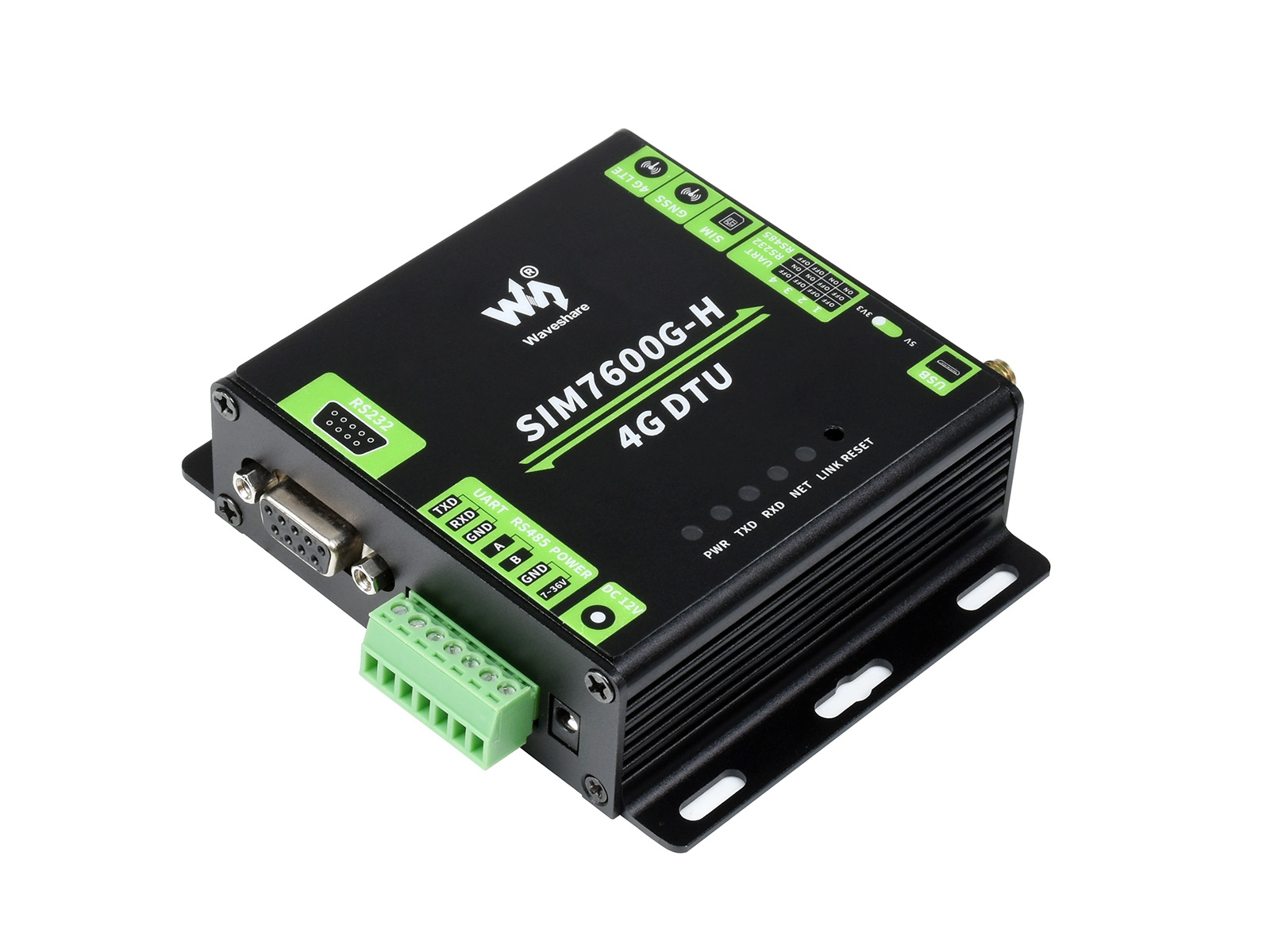 Industrielle SIM7600G-H 4G DTU, USB UART/RS232/RS485 Mehrfachschnittstellen-Kommunikation, LTE Globalband-Unterstützung