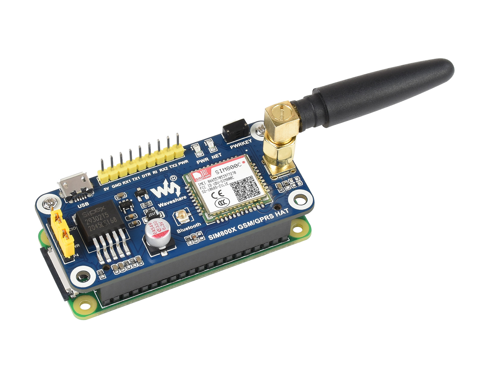 SIM800C GSM / GPRS / Bluetooth HAT für Raspberry Pi, 2G-Kommunikation