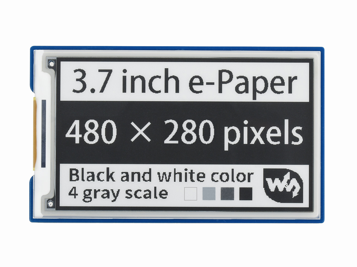 3,7-Zoll-e-Paper-e-Ink-Display-HAT-für-Raspberry-Pi, 480×280, Schwarz/Weiß, 4 Graustufen, SPI