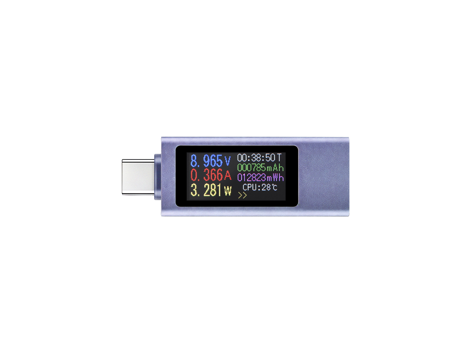 0,96-Zoll USB-C-Strommessgerät, integrierte Type-C-Anschlüsse, unterstützt Datenspeicherung bei Stromausfall und Echtzeit-Statusüberwachung, tragbar & leicht