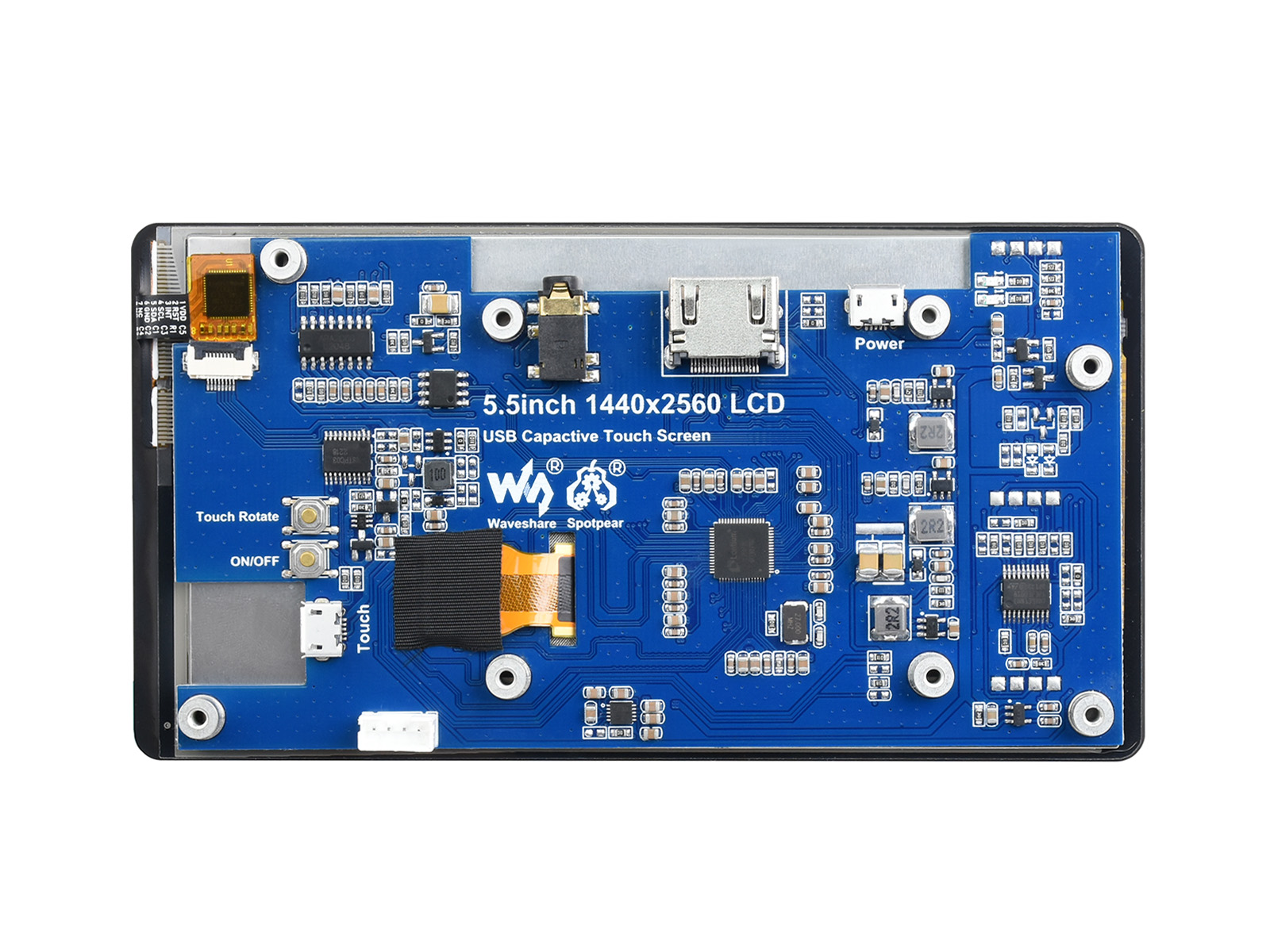 Raspberry Pi 5,5-Zoll 2K kapazitiver Touch-LCD-Bildschirm, HDMI-Schnittstelle, IPS-Bildschirm, 1440×2560