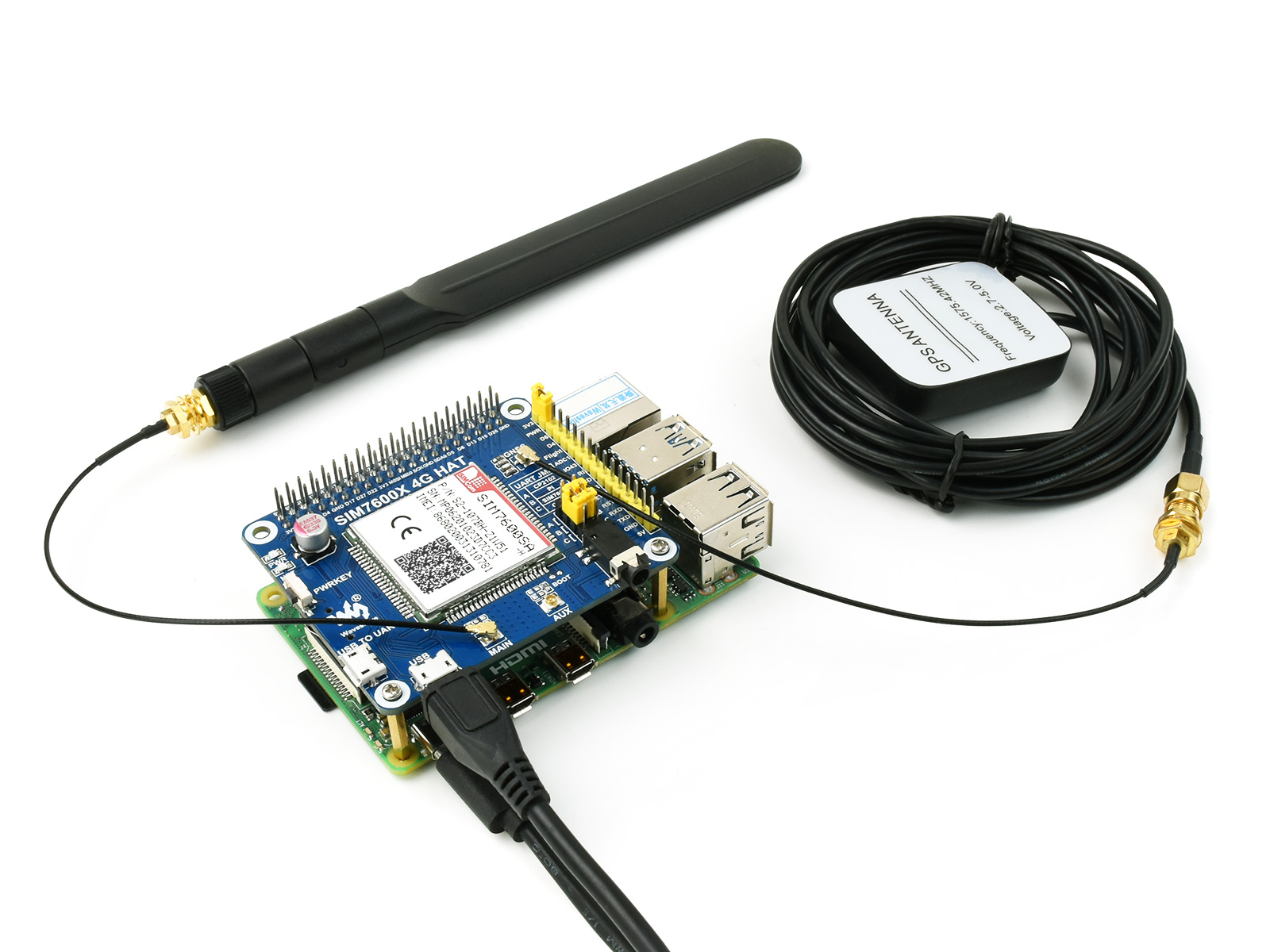 SIM7600SA-H 4G HAT für Raspberry Pi, 4G / 3G / 2G / GNSS, für Australien, Neuseeland, Taiwan (China), Lateinamerika