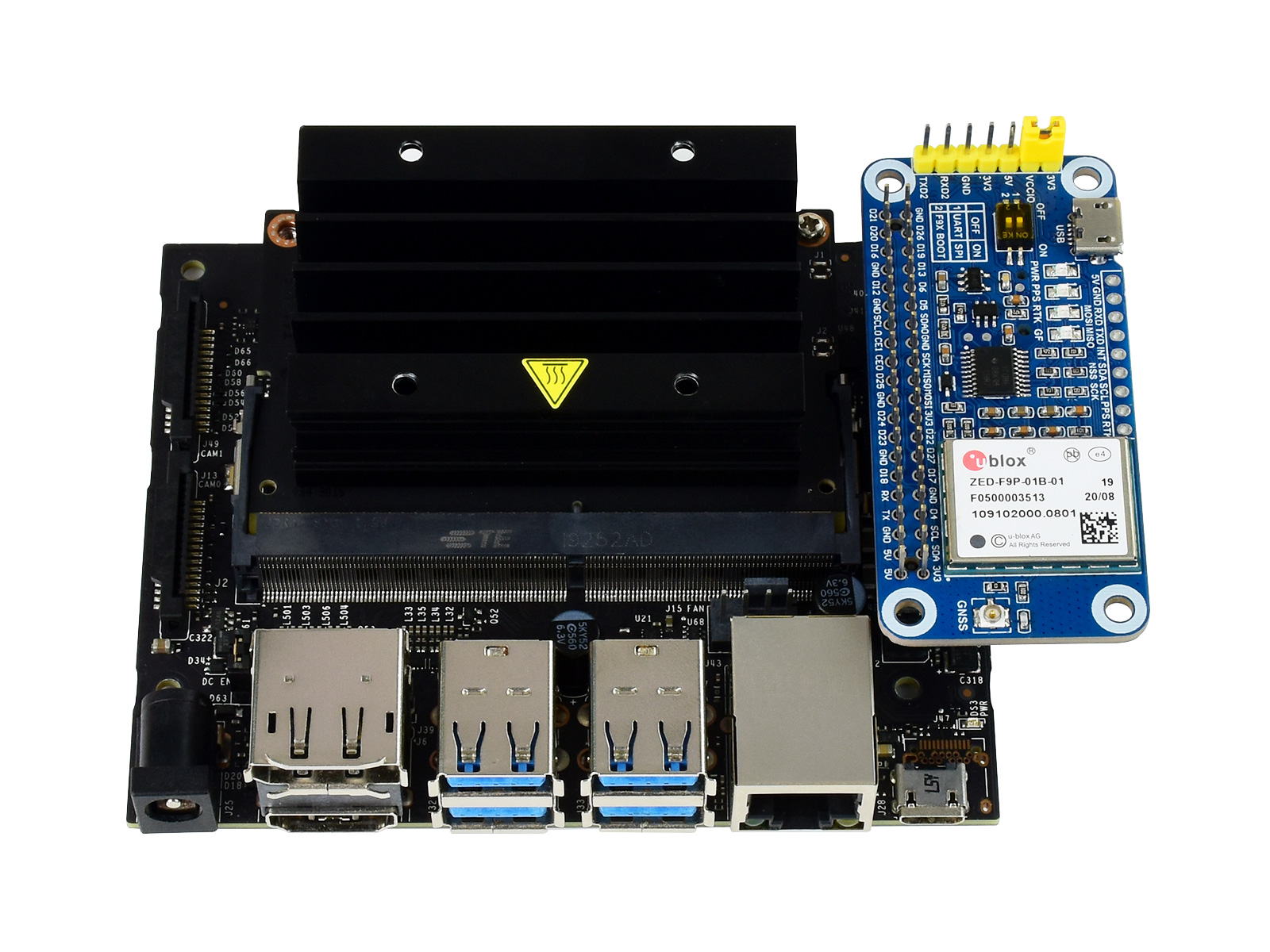 ZED-F9P GPS-RTK-HAT für Raspberry Pi, Zentimetergenaue Genauigkeit, Multi-Band-RTK-Differential-GPS-Modul